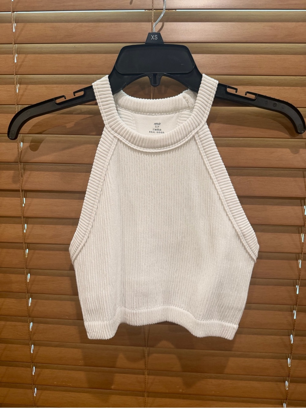 aerie Off-White Ribbed Crew Sweatshirt